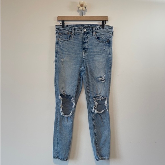 Skinny Blue Distressed Denim Jeans - Picture 1 of 6